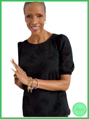 Talbots Butterfly Eyelet Blouse